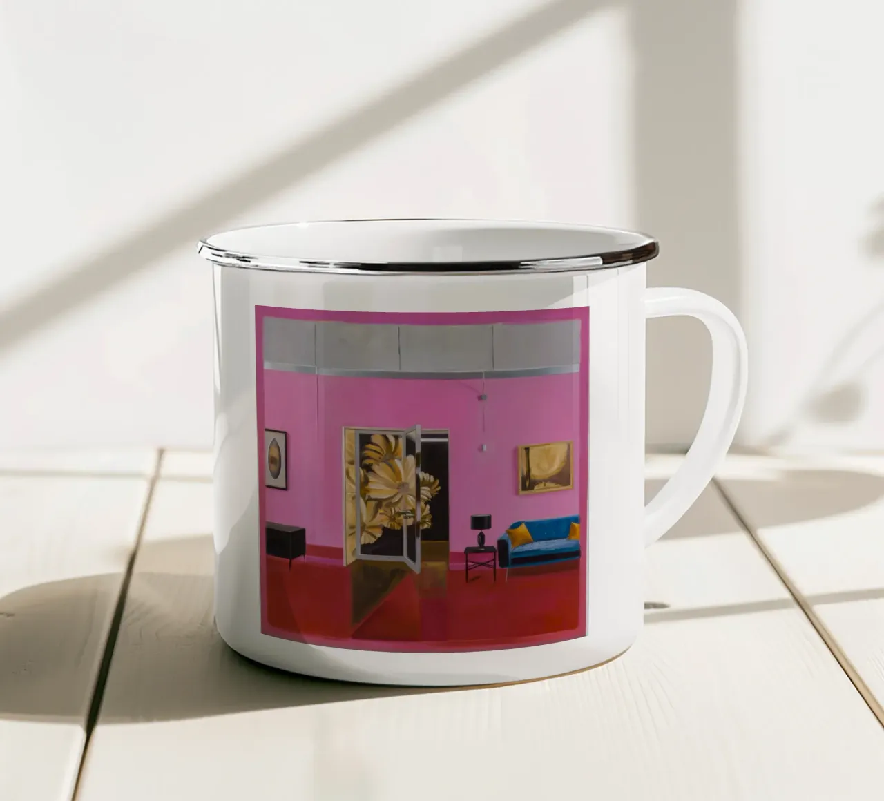 Grande Esposizione Rosa tazza in smalto da Opal Strokes