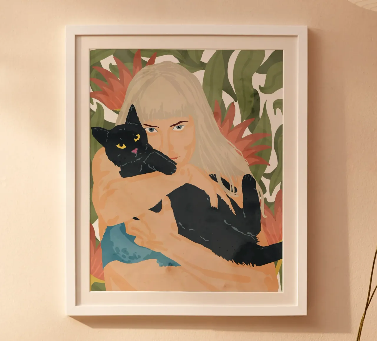 La signora dei gatti poster con telaio in legno da 83oranges