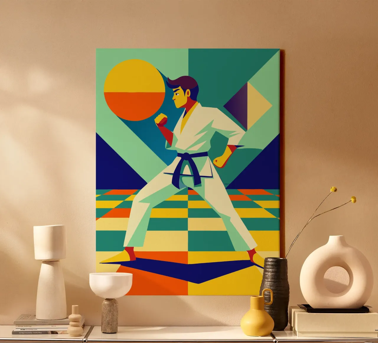 karate deporte vector imaginación lienzo con Marco flotante de Faiza