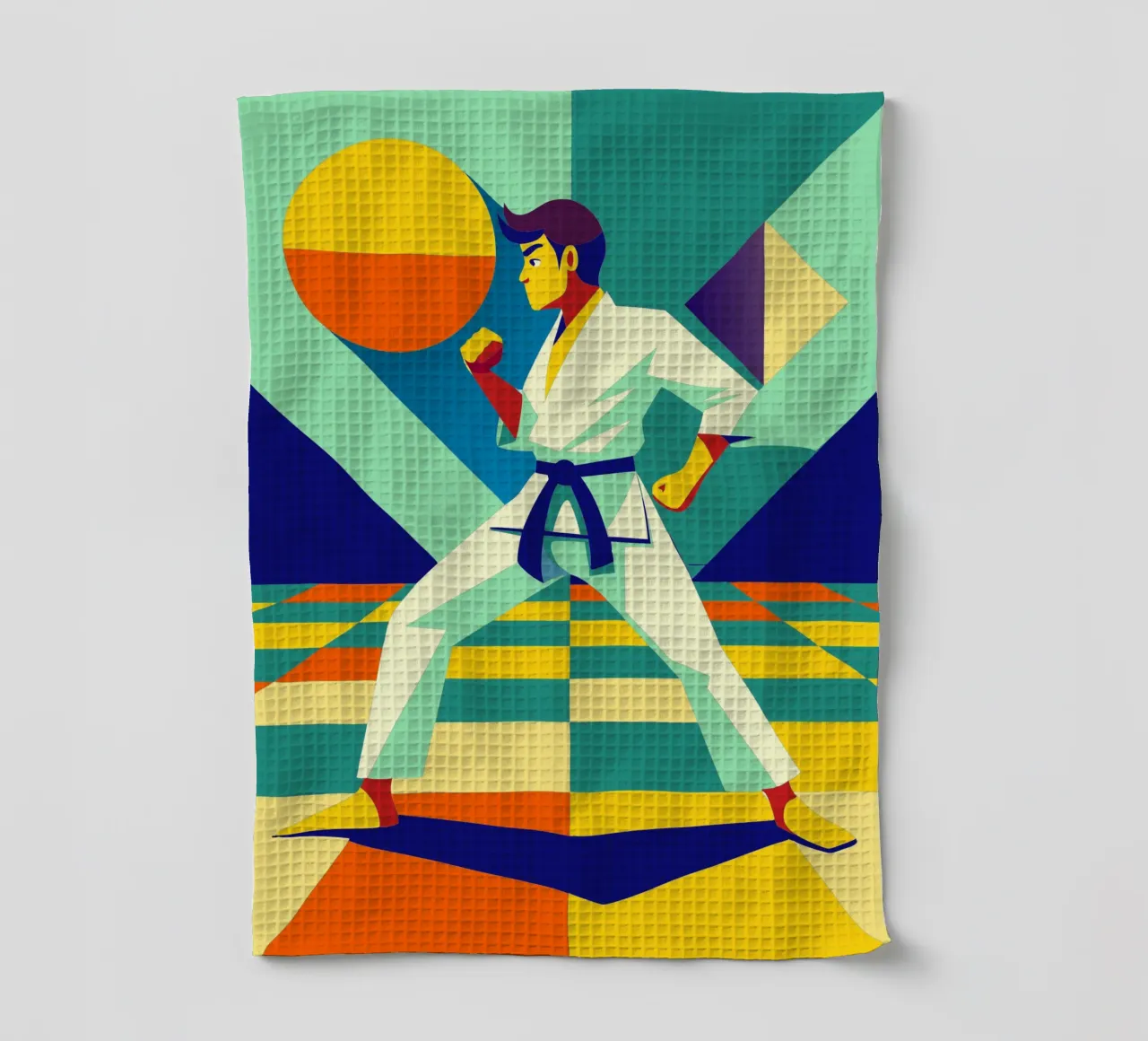 karate sport vector imagination tea towel by Faiza