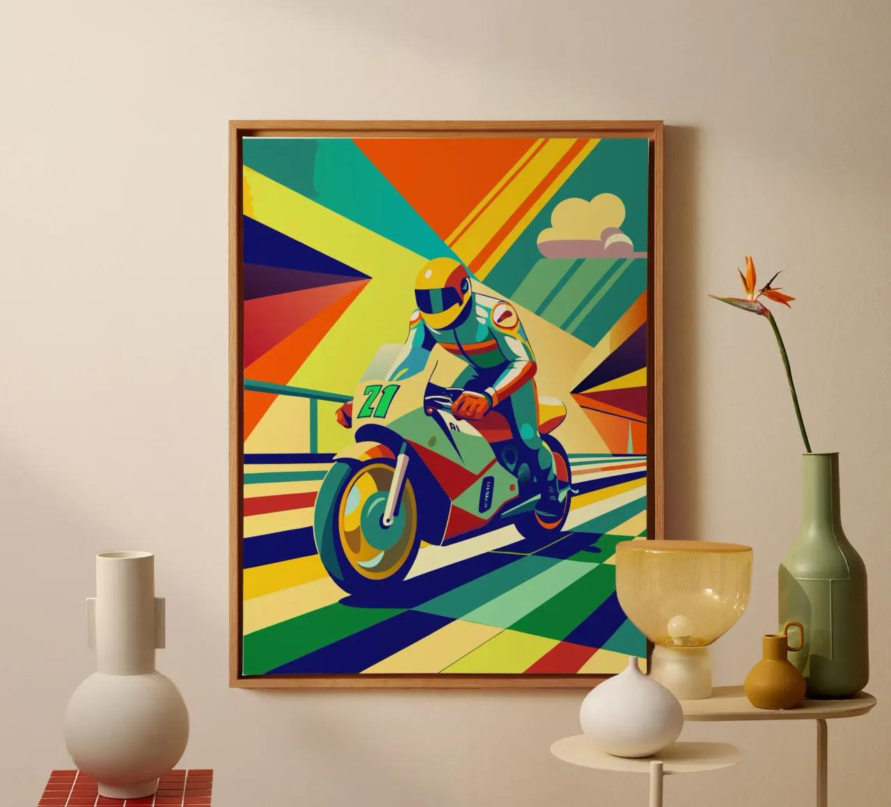 moto gp sport vector verbeelding canvas met Baklijst van Faiza