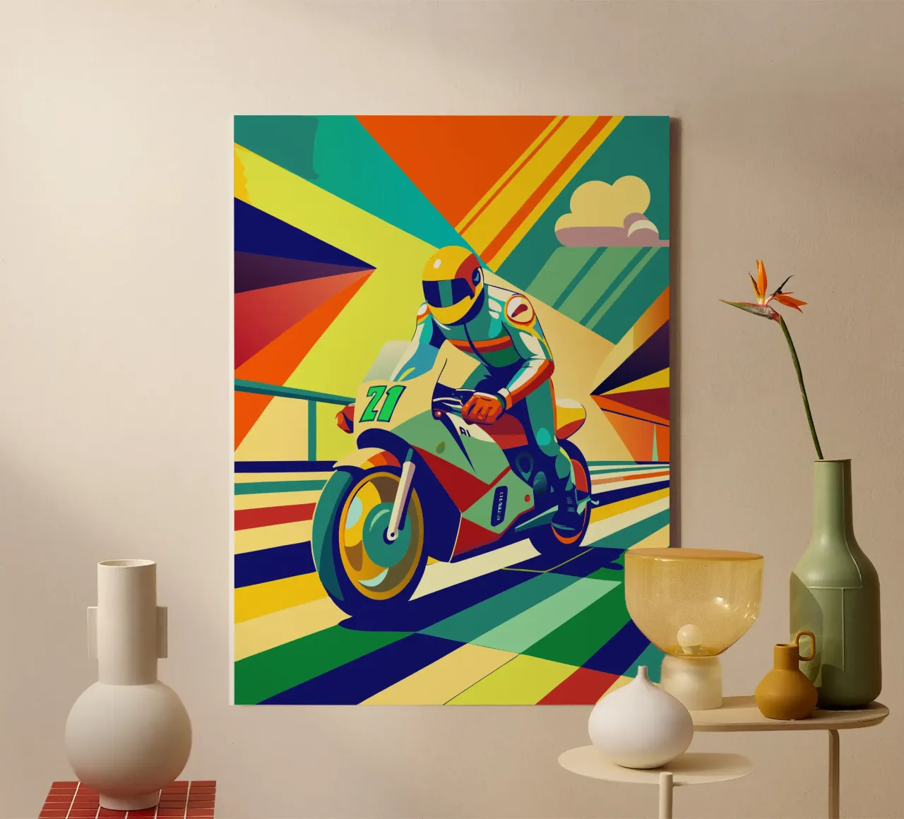 moto gp sport vector verbeelding canvas met Baklijst van Faiza