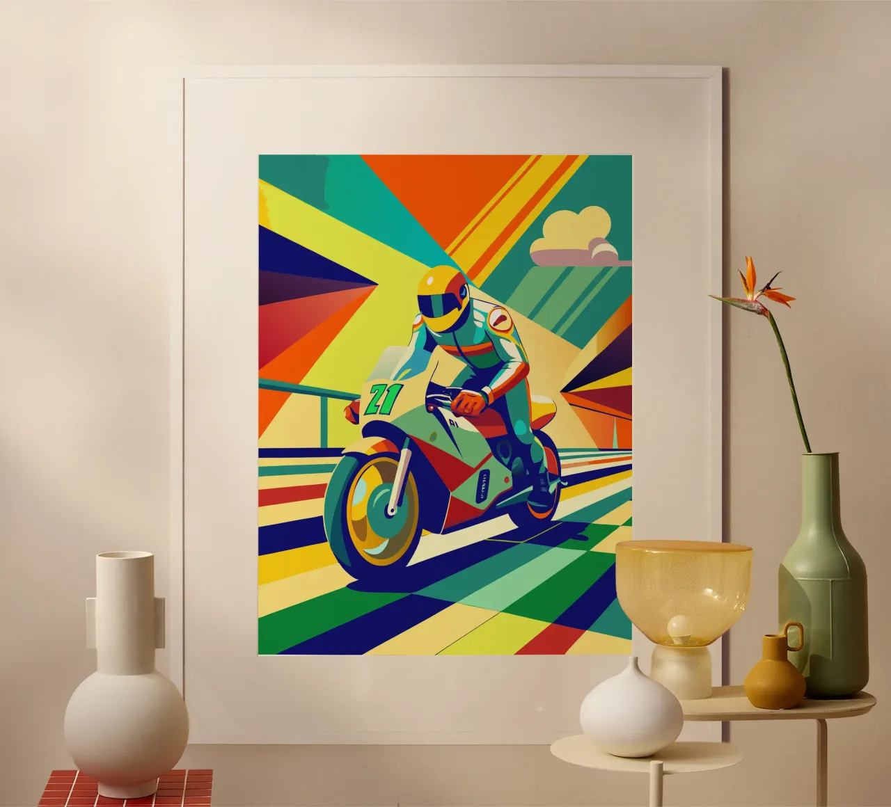 moto gp sport immaginazione vettoriale poster con telaio in alluminio da Faiza