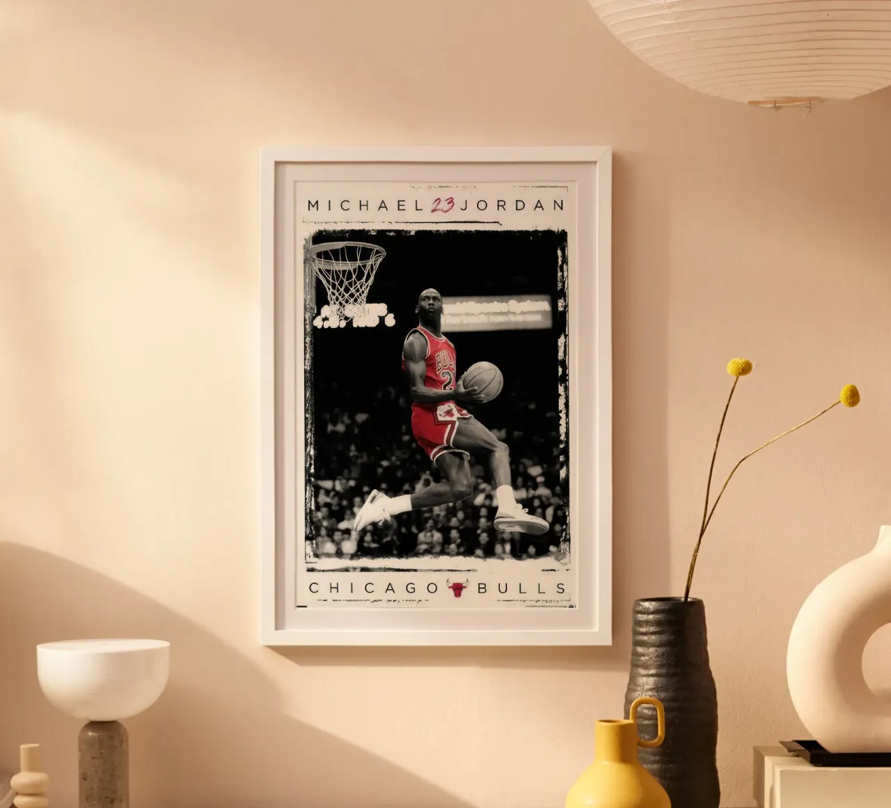 La schiacciata di Michael Jordan poster con telaio in plastica da nice sport