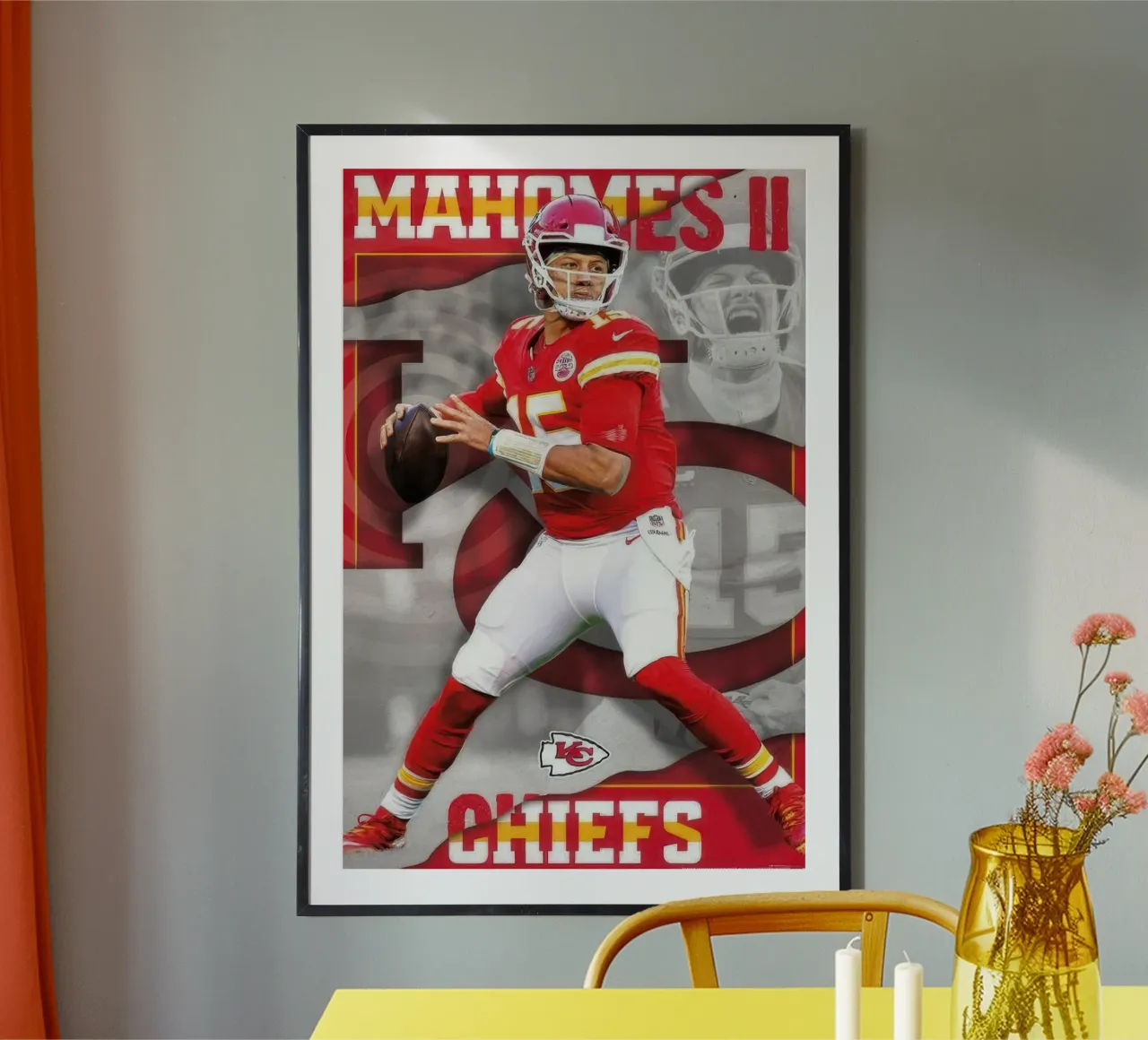 NFL Kansas City Chiefs - Patrick Mahomes II 22 poster con telaio in legno da nice sport