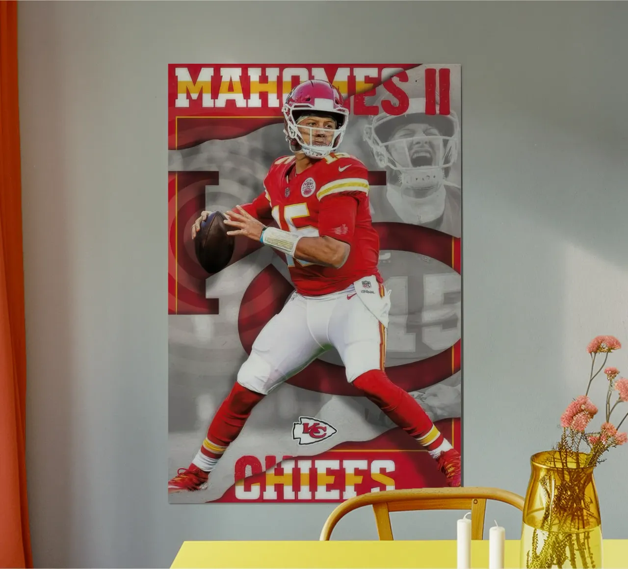 NFL Kansas City Chiefs - Patrick Mahomes II 22 poster con telaio in legno da nice sport