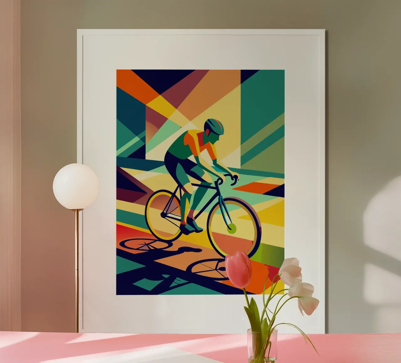 bicicleta de carreras deporte vector imaginación poster con marco de madera de Faiza