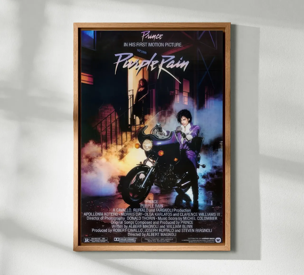PRINCE.  PIOGGIA VIOLA [1984] tela con Cornice a cassetta da Band Merch