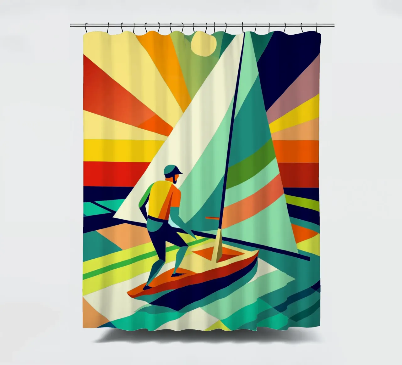sailing sport vector imagination shower curtain by Faiza