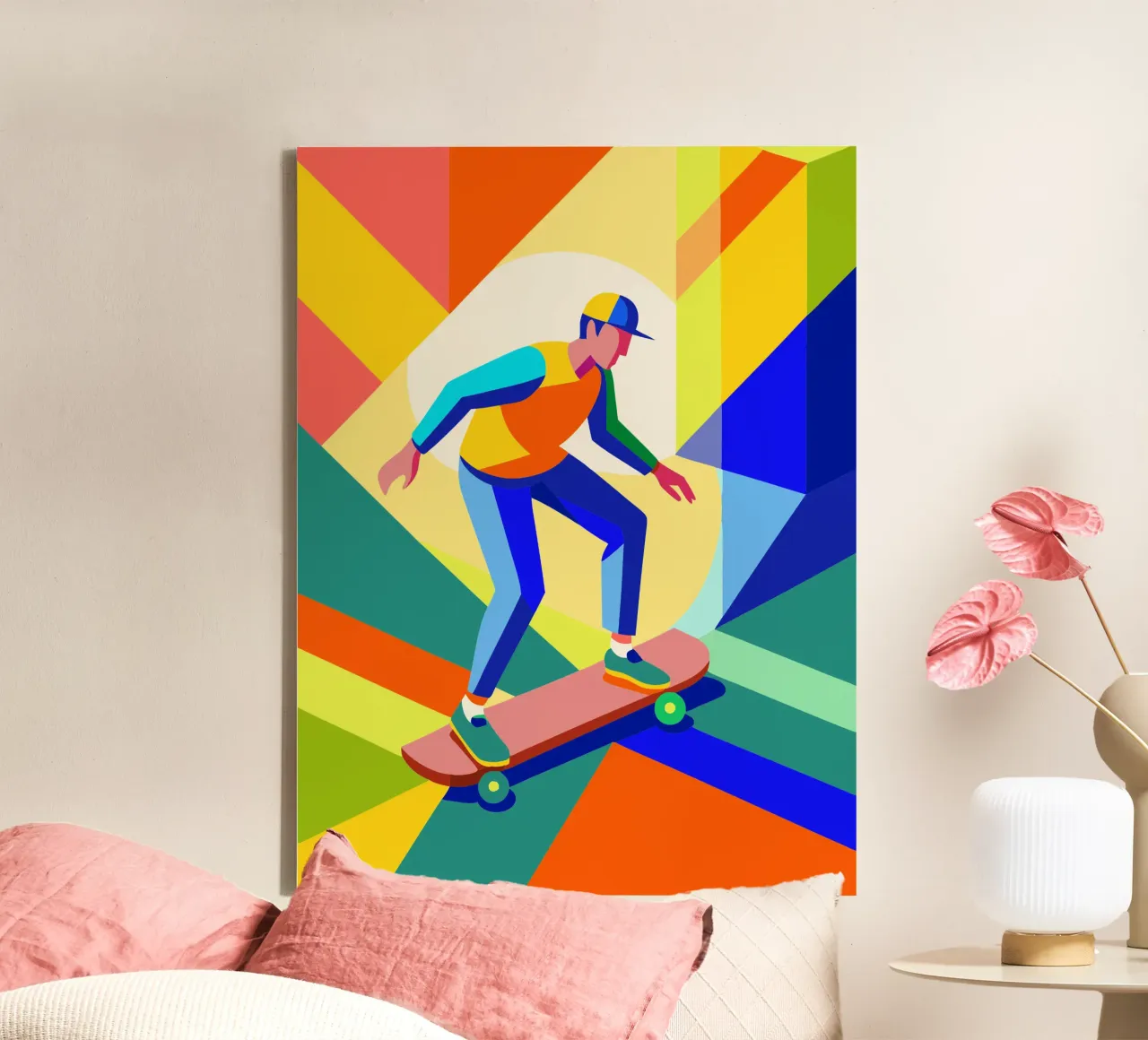 skateboarding player sport vector imagination canvas with Floater frame by Faiza