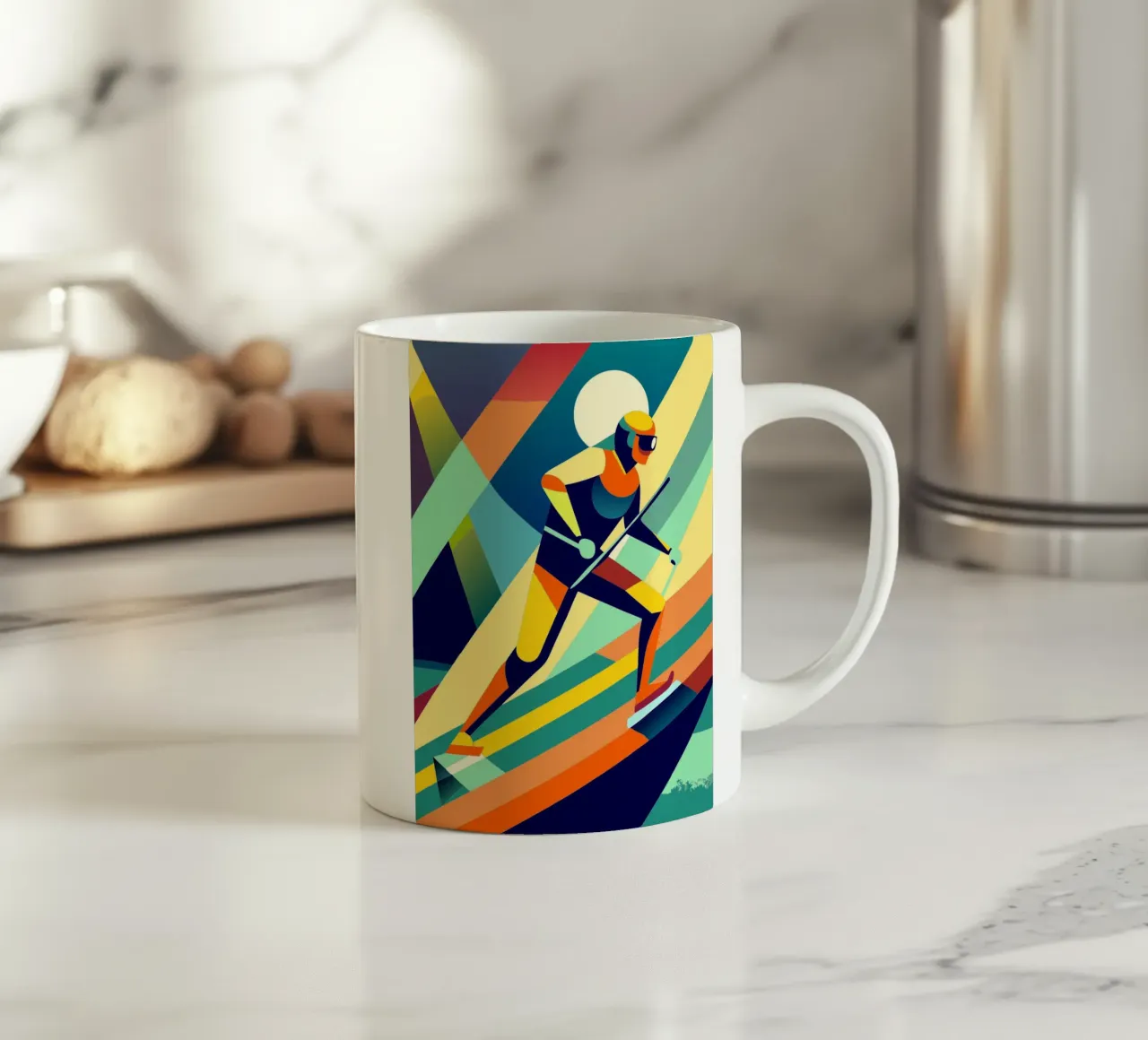 skisport vector verbeelding keramische mok van Faiza