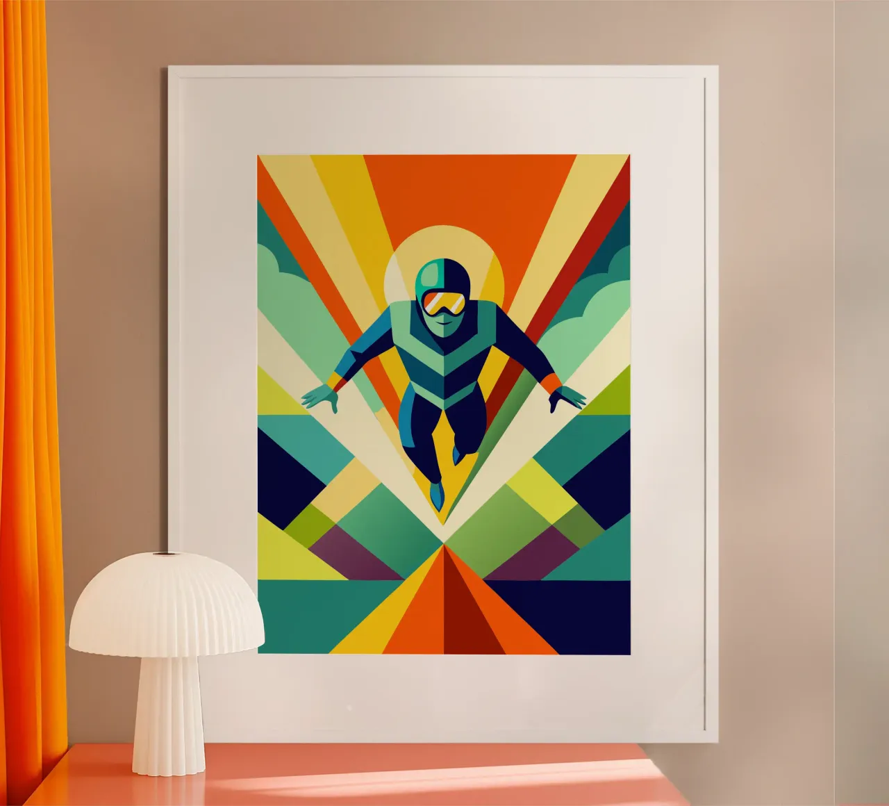 paracaidismo deporte vector imaginación poster con marco de madera de Faiza
