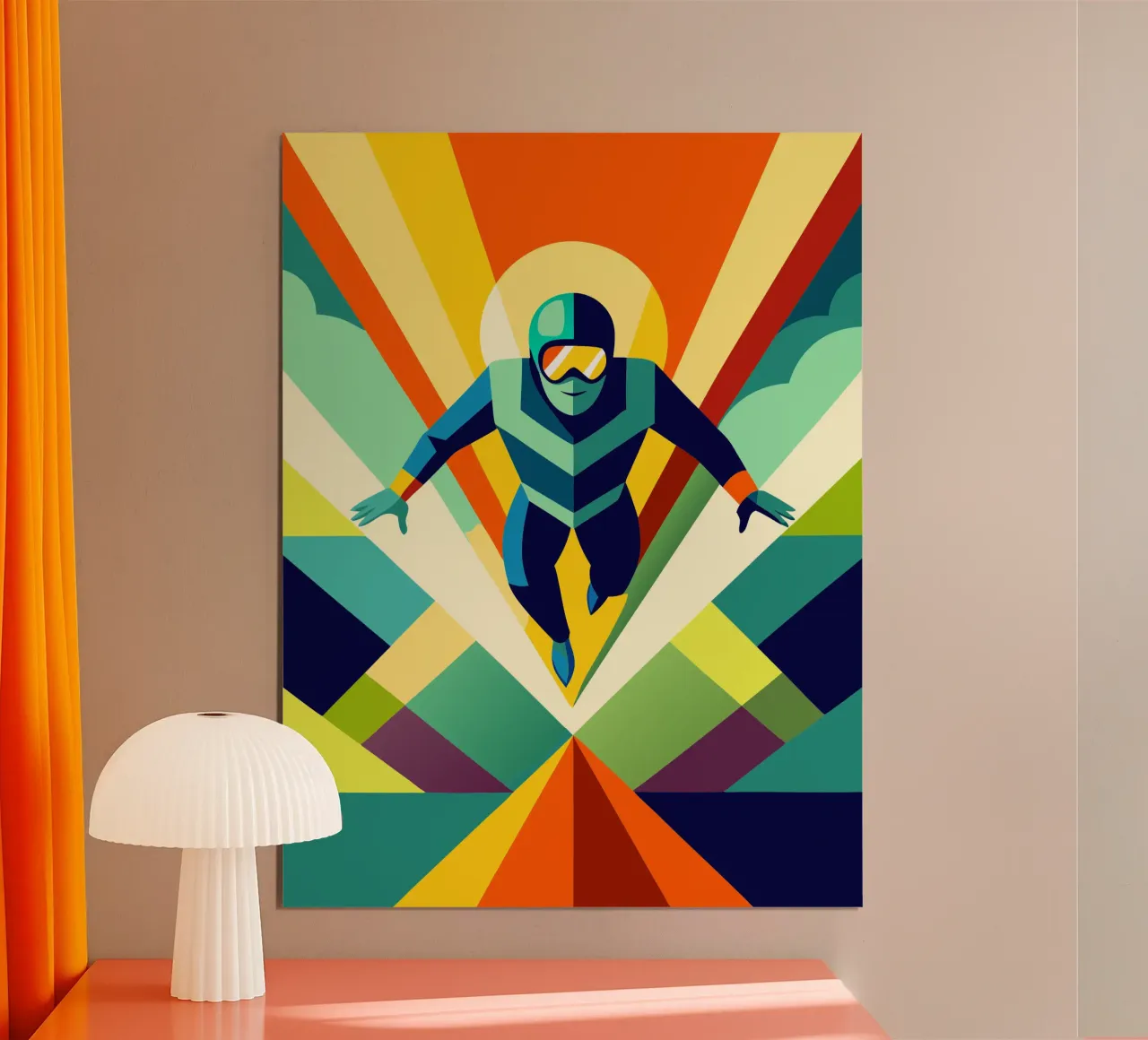 paracaidismo deporte vector imaginación poster con marco de madera de Faiza
