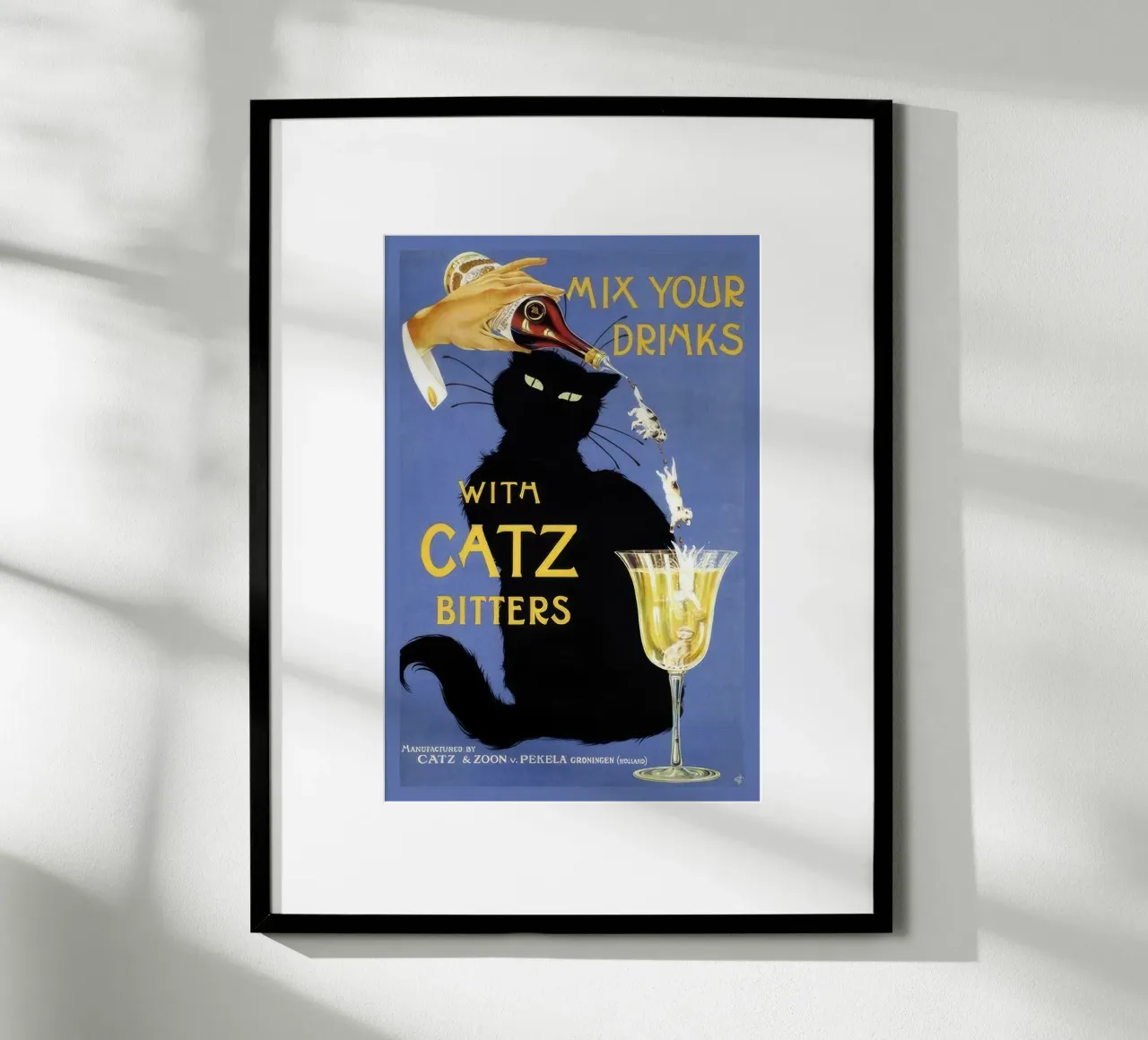 Mescolate i vostri drink con gli amari Catz poster con telaio in legno da Beauty wall
