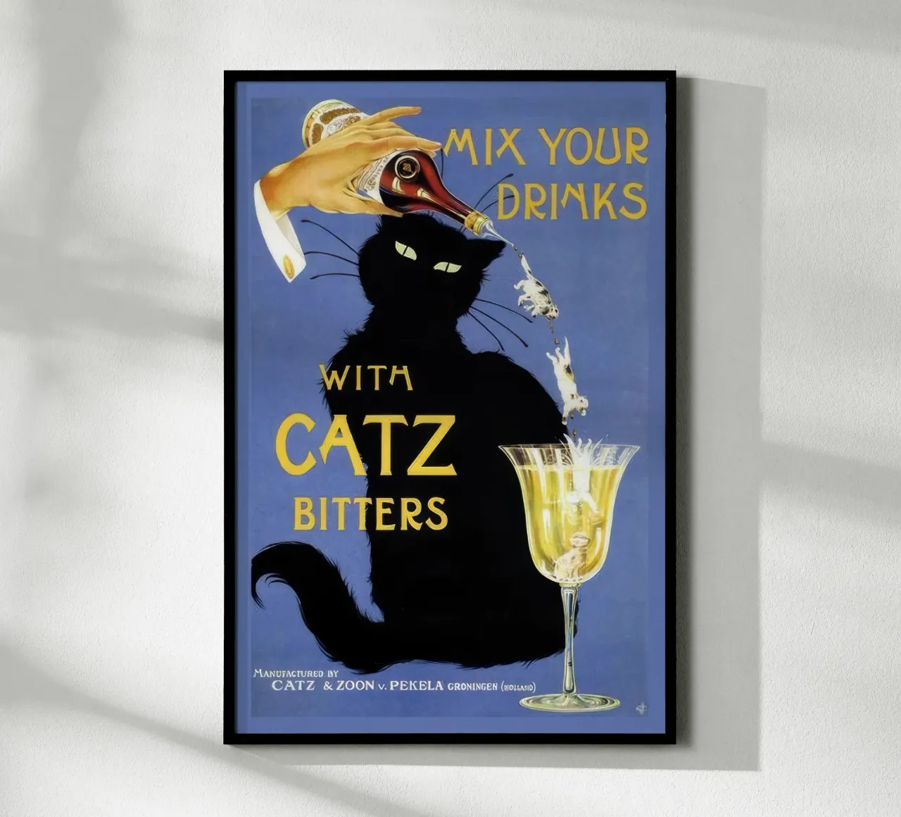 Mescolate i vostri drink con gli amari Catz poster con telaio in legno da Beauty wall