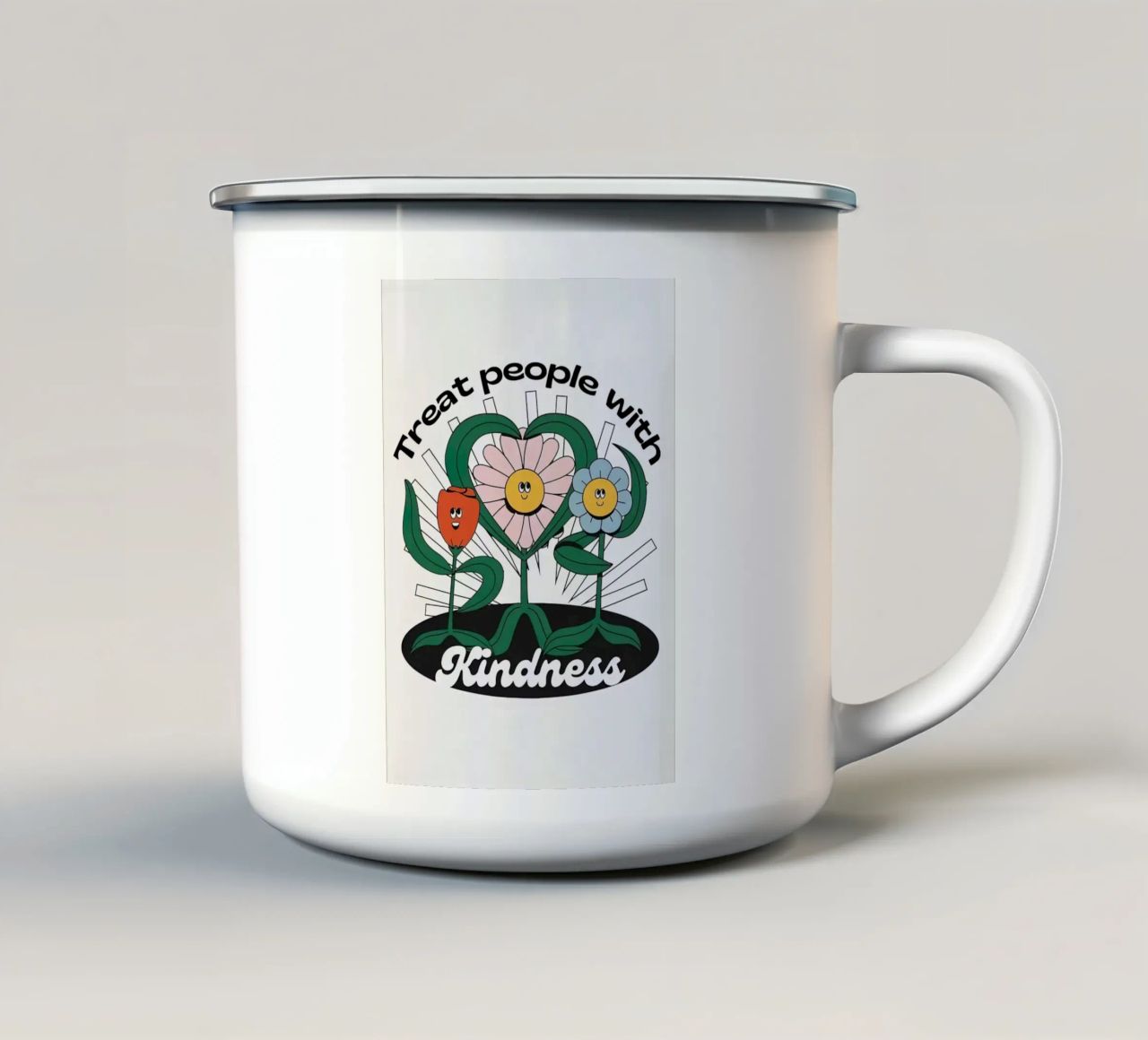 Trattare le persone con gentilezza tazza in smalto da Rene Shop