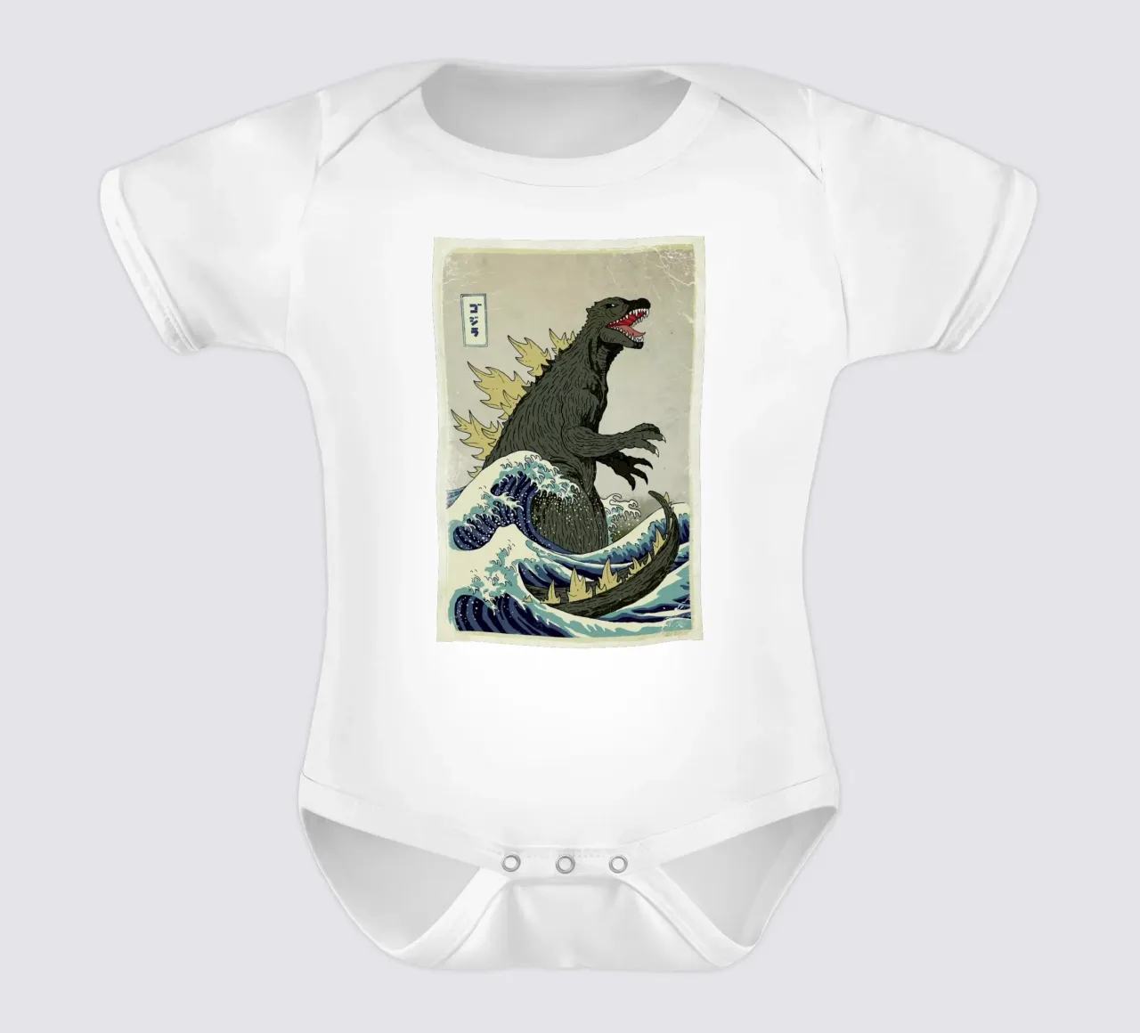 The Great Godzilla off Kanagawa Kurzarm Babybody von DinoMike