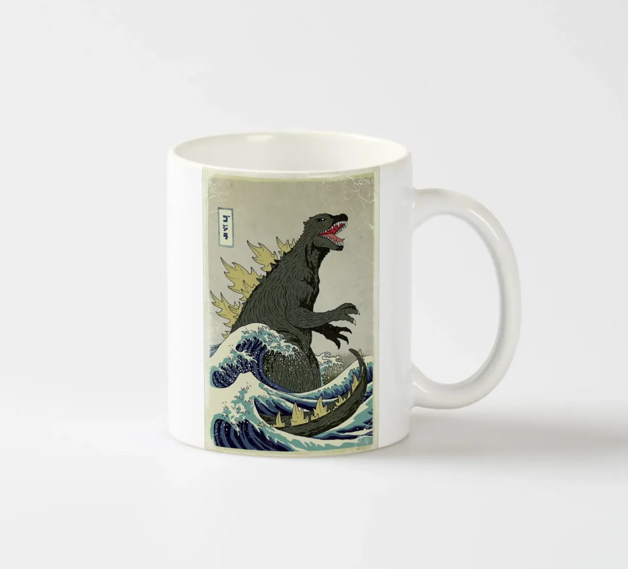 The Great Godzilla off Kanagawa tazza in ceramica da DinoMike