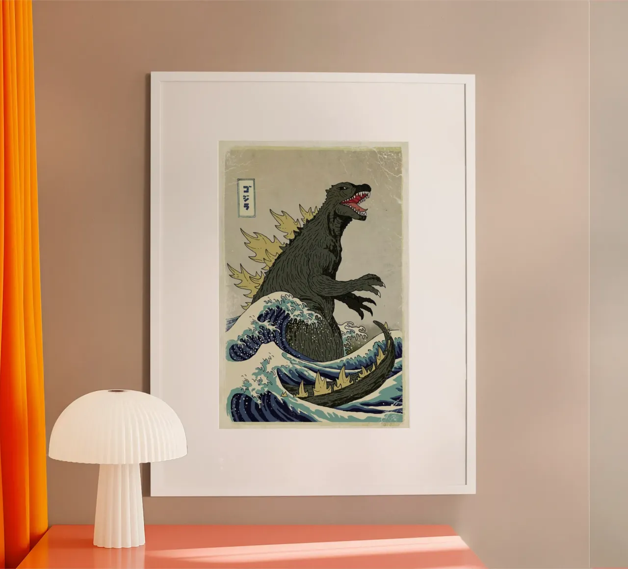 The Great Godzilla off Kanagawa carta hahnemühle da DinoMike
