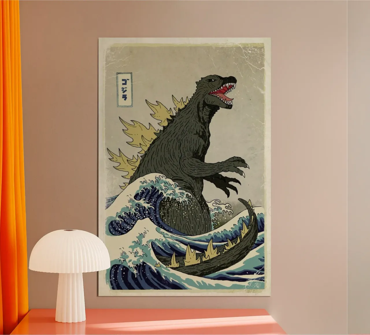The Great Godzilla off Kanagawa carta hahnemühle da DinoMike