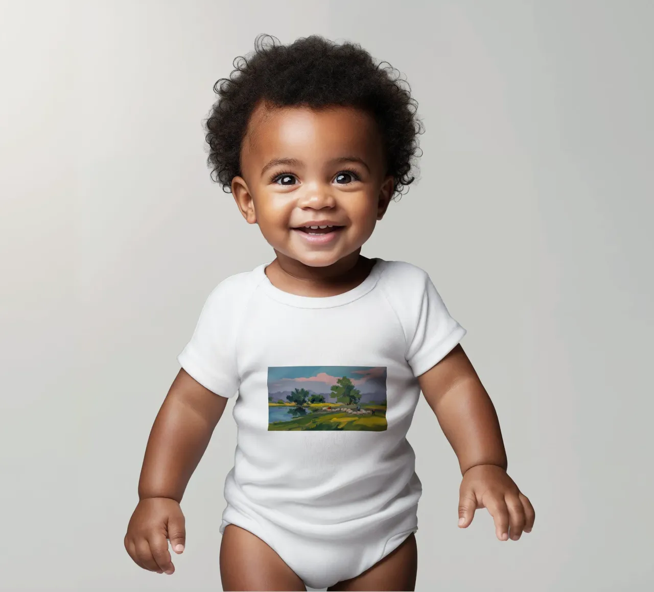 Rustige weide babyrompertje korte mouwen van Radiance Landscape