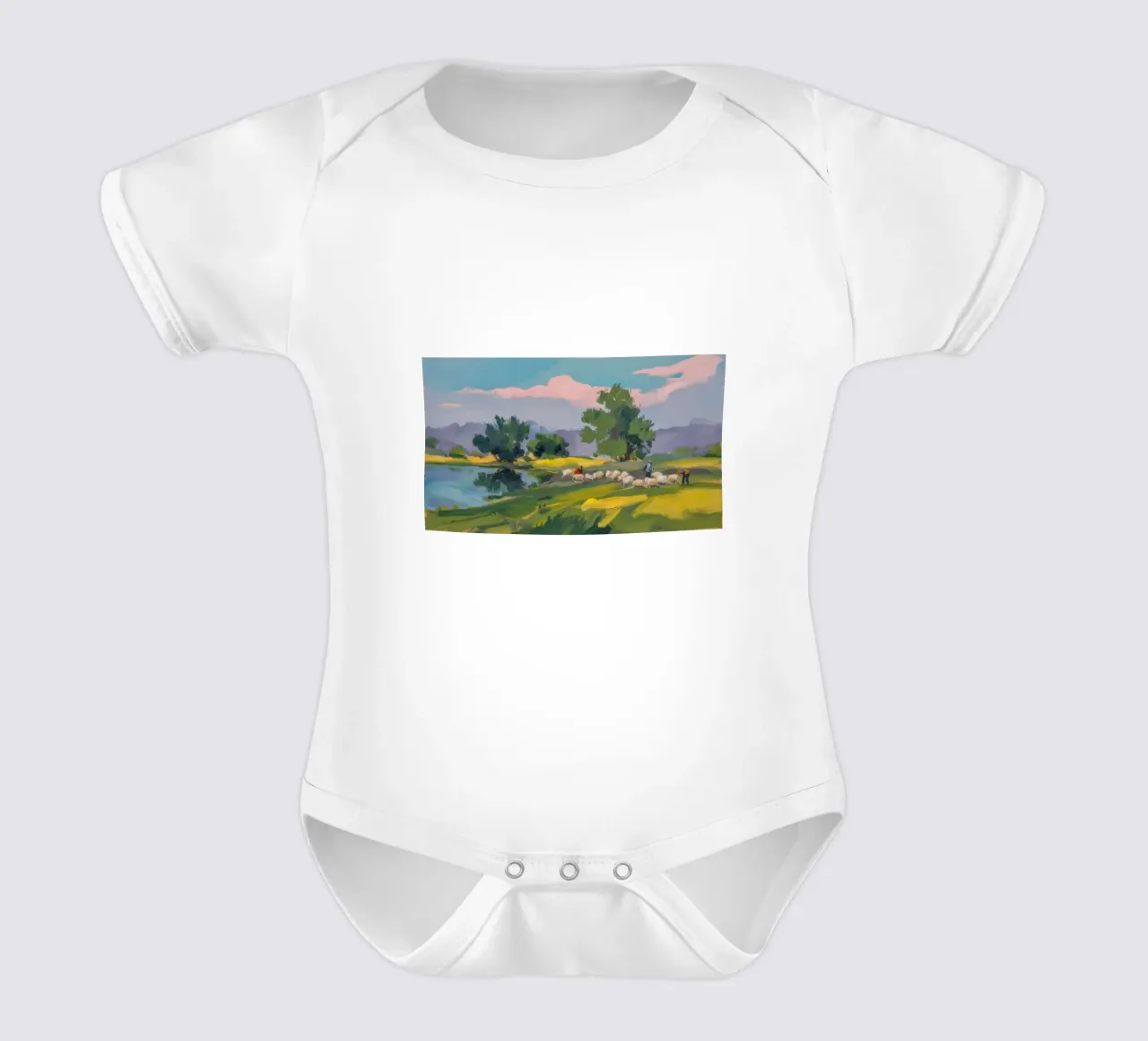 Rustige weide babyrompertje korte mouwen van Radiance Landscape