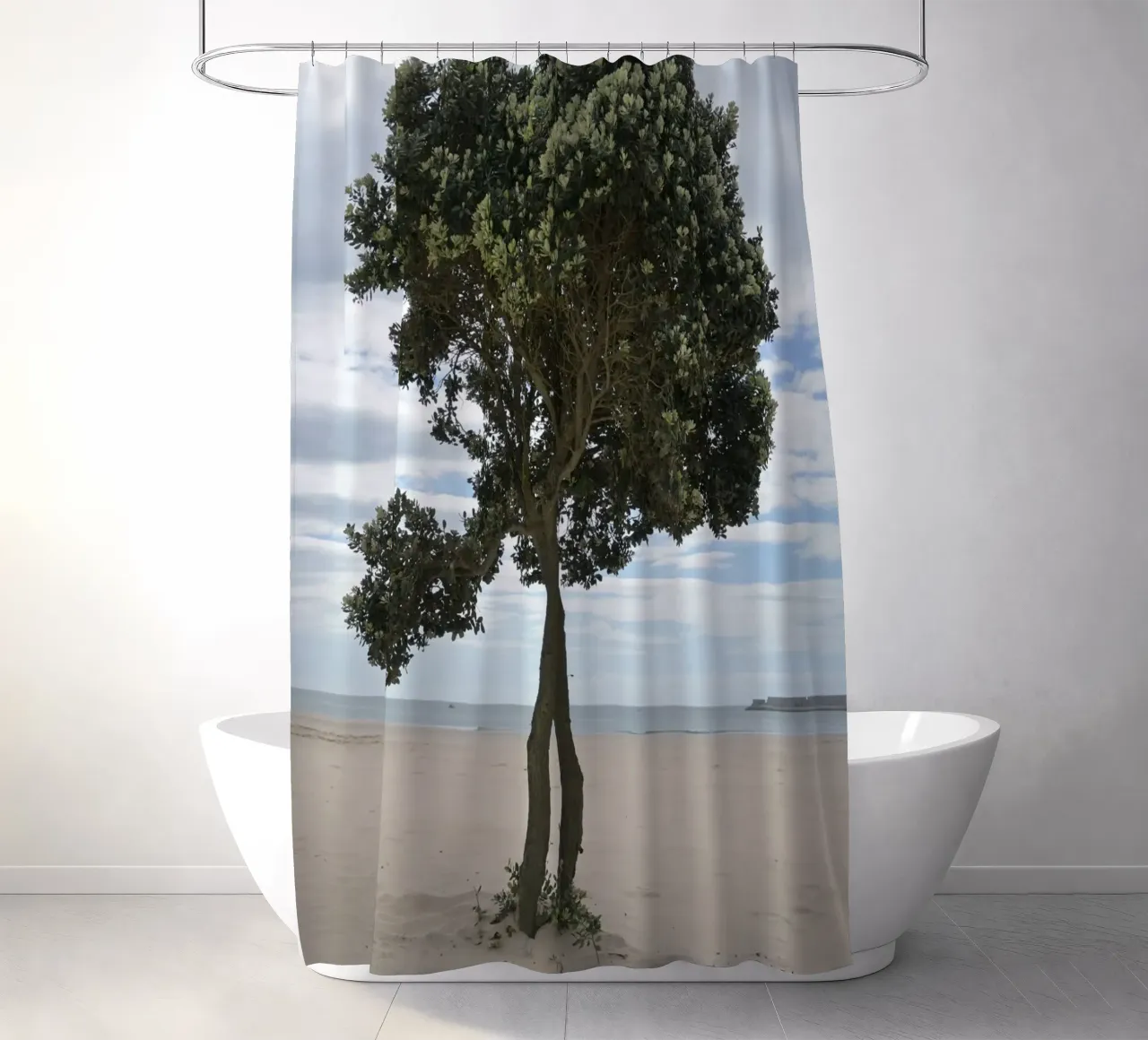 Lonely Tree at the Beach in Matosinhos shower curtain by byrieneke