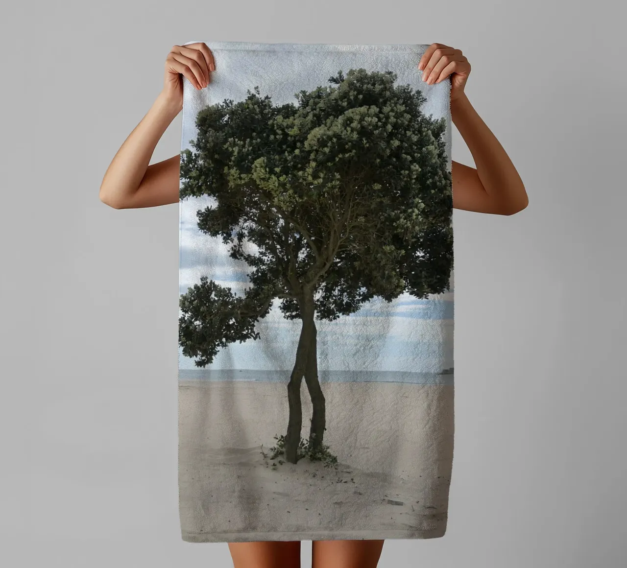 Lonely Tree at the Beach in Matosinhos towel by byrieneke