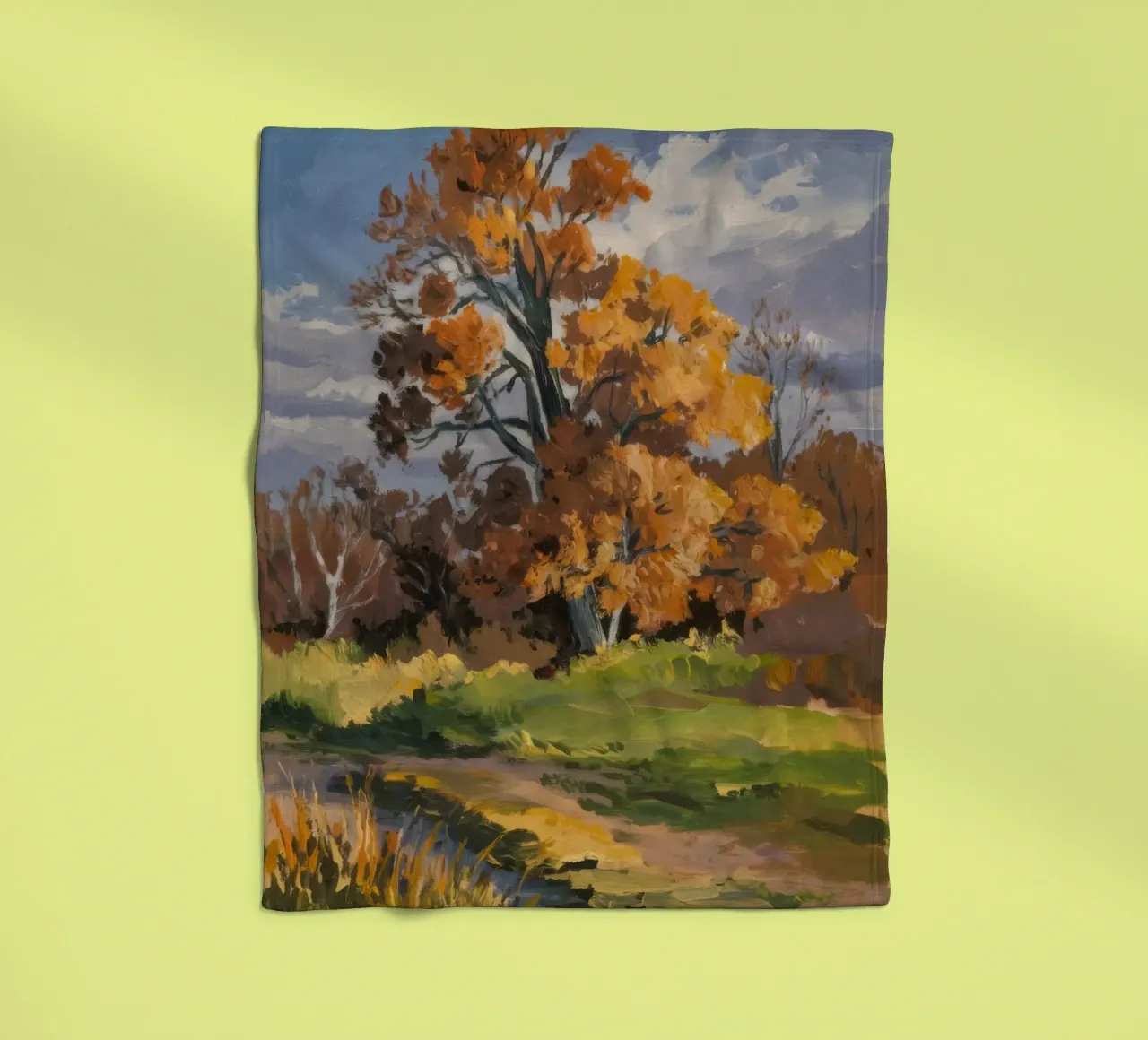 Autumn's Golden Path fleece blanket by Radiance Landscape