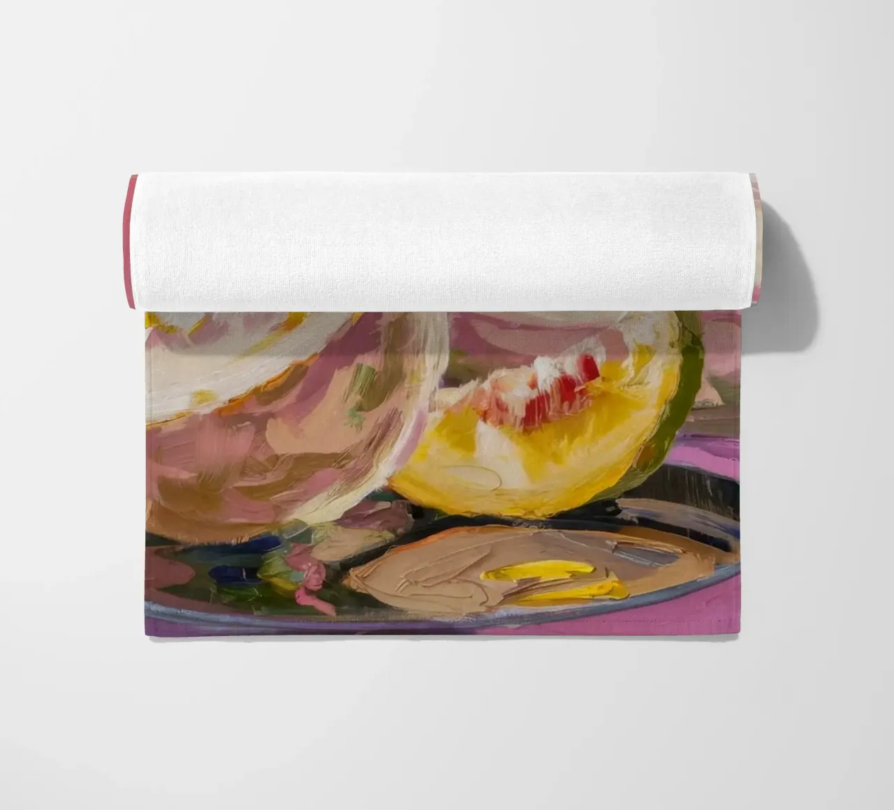 Cantaloupe's Sweet Slice beach towel by Radiance Landscape