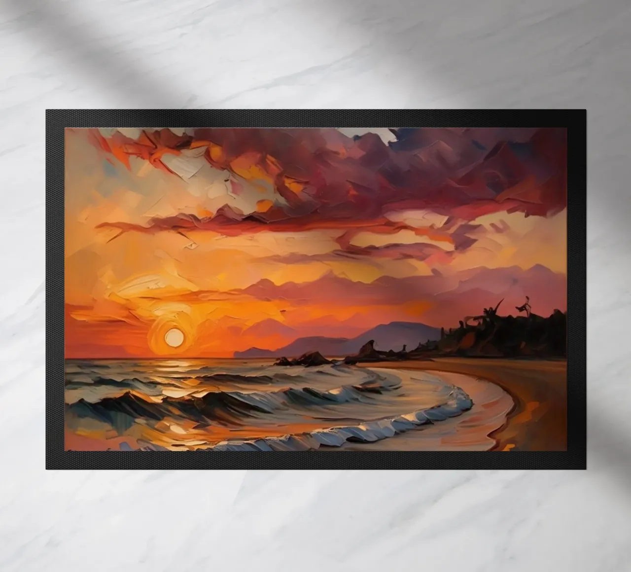 sunset ocean doormat by Earthly Visions