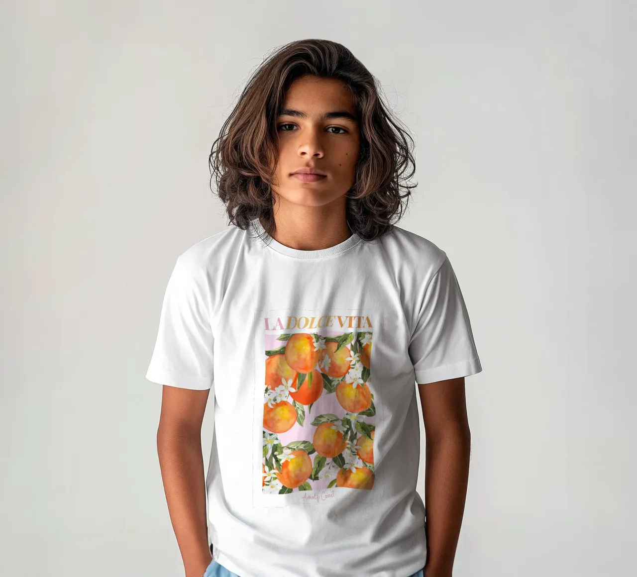 LA Dolce Vita Orange Print kids t-shirt by Bella Studio