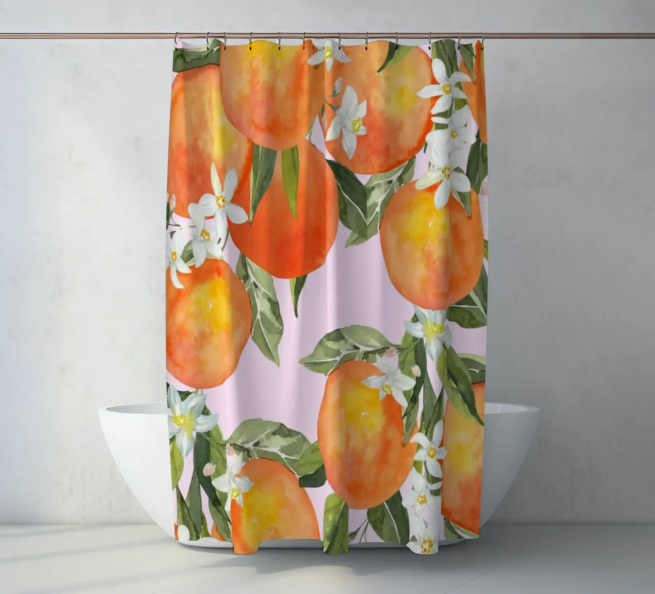 LA Dolce Vita Orange Print shower curtain by Bella Studio