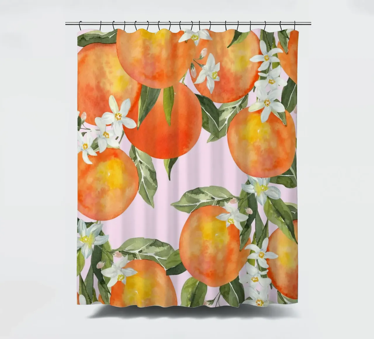 LA Dolce Vita Orange Print shower curtain by Bella Studio
