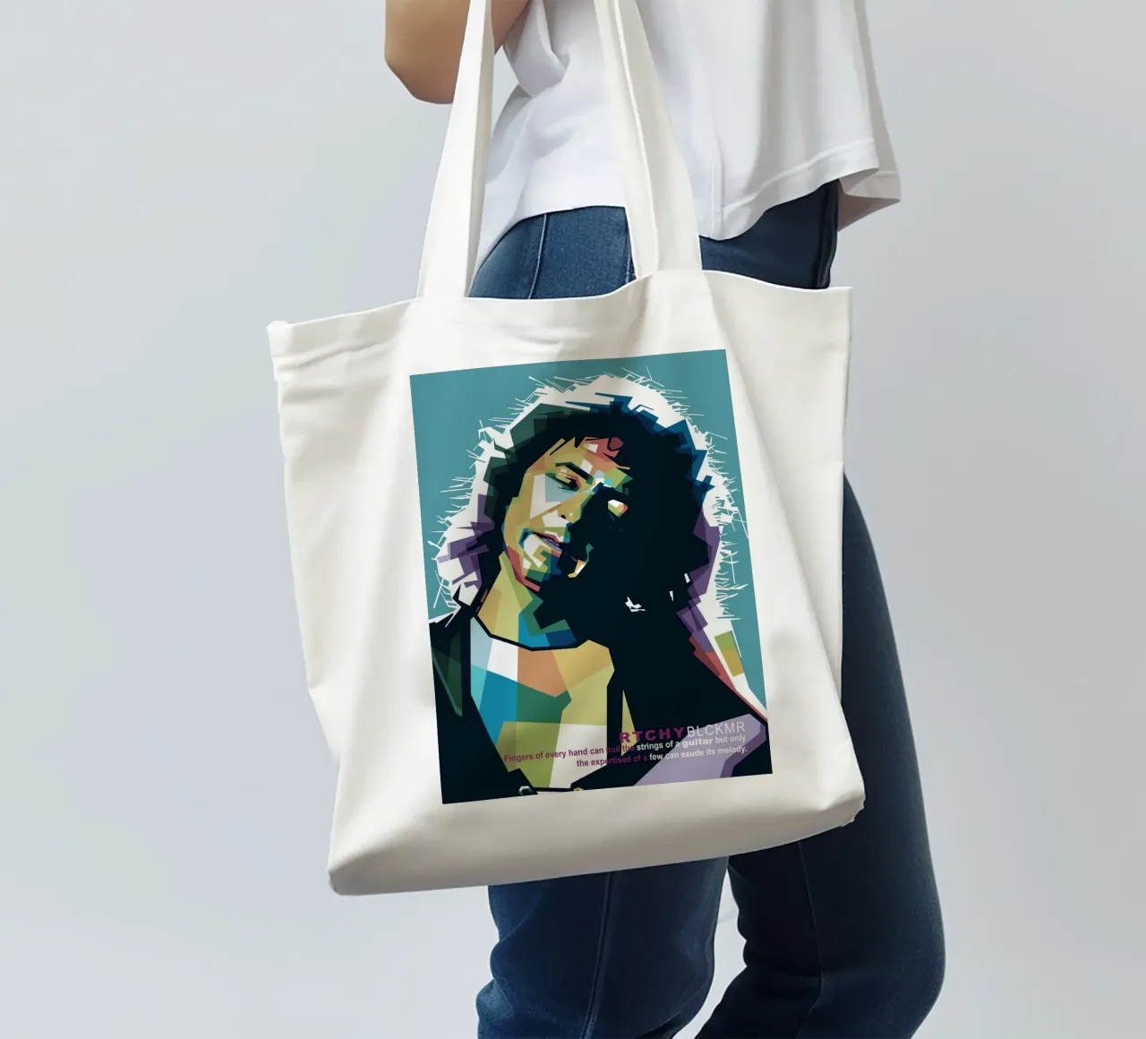 Ritchie Blackmore Pop Art | WPAP borsa in juta da Alkahfsmart