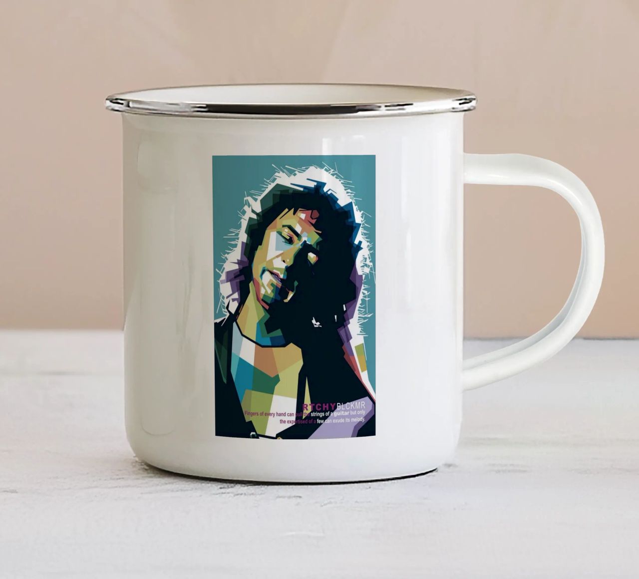 Ritchie Blackmore Pop Art | WPAP emaille mok van Alkahfsmart