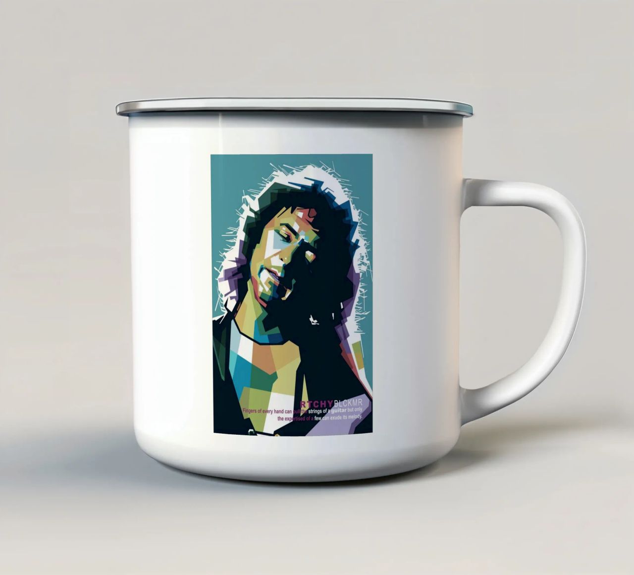 Ritchie Blackmore Pop Art | WPAP emaille mok van Alkahfsmart