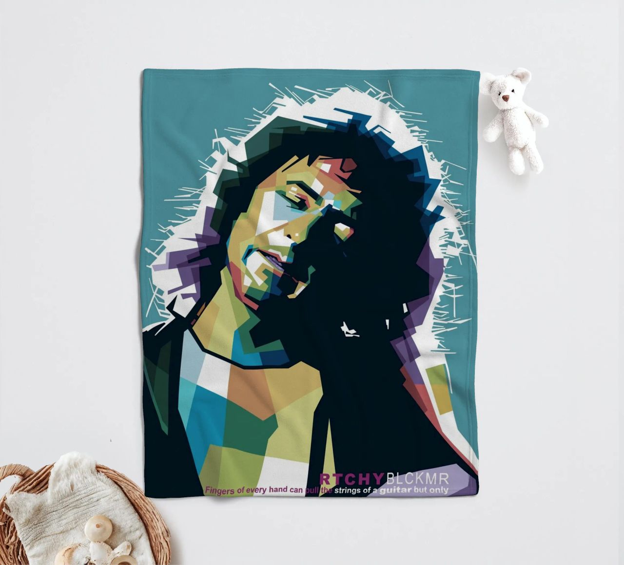 Ritchie Blackmore Pop Art | WPAP fleece blanket by Alkahfsmart