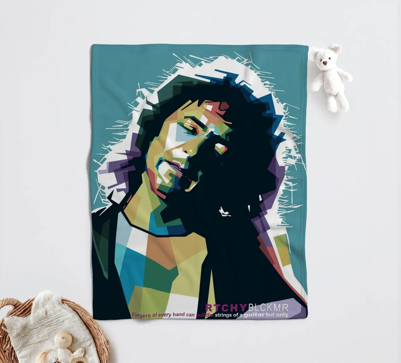 Ritchie Blackmore Pop Art | WPAP coperta in pile da Alkahfsmart
