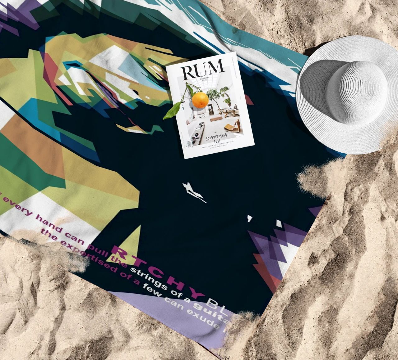 Ritchie Blackmore Pop Art | WPAP beach towel by Alkahfsmart