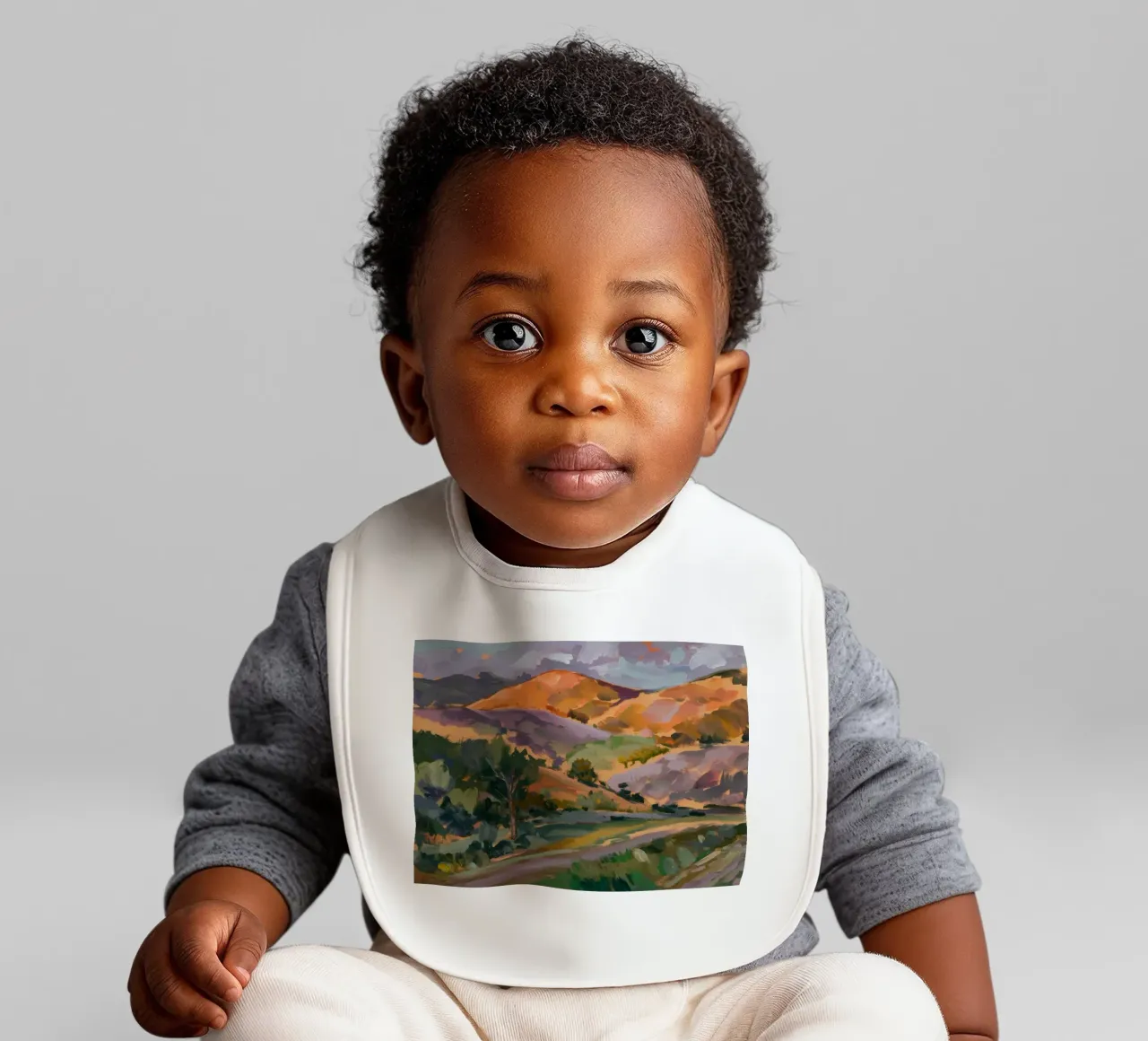 Valley's Gentle Slopes baby bib by Radiance Landscape