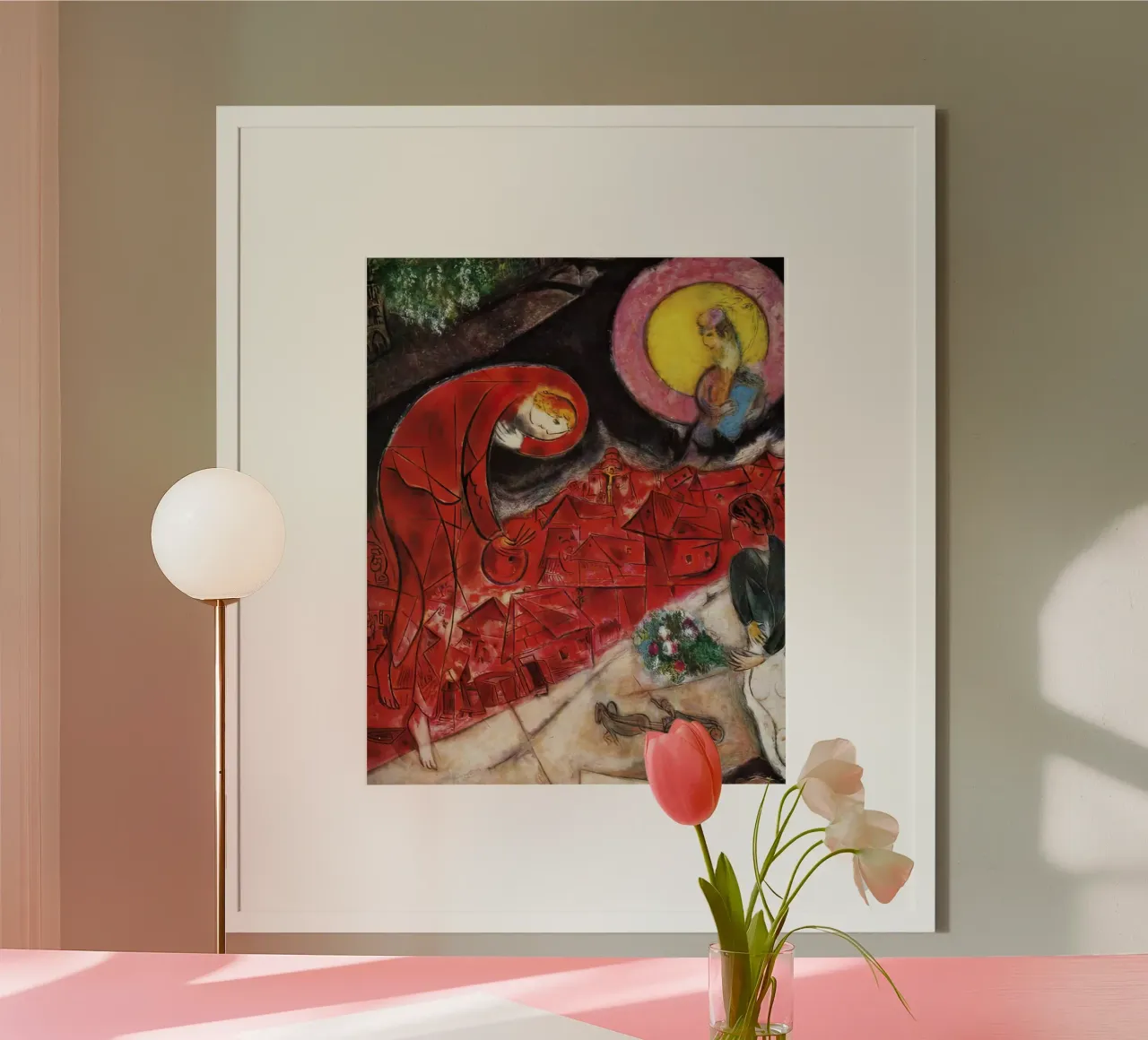 Tetti rossi marc Chagall poster con telaio in legno da MC Exhebition