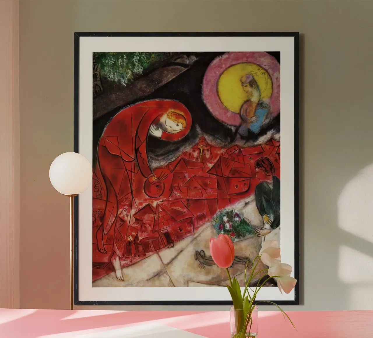 Tetti rossi marc Chagall poster con telaio in legno da MC Exhebition