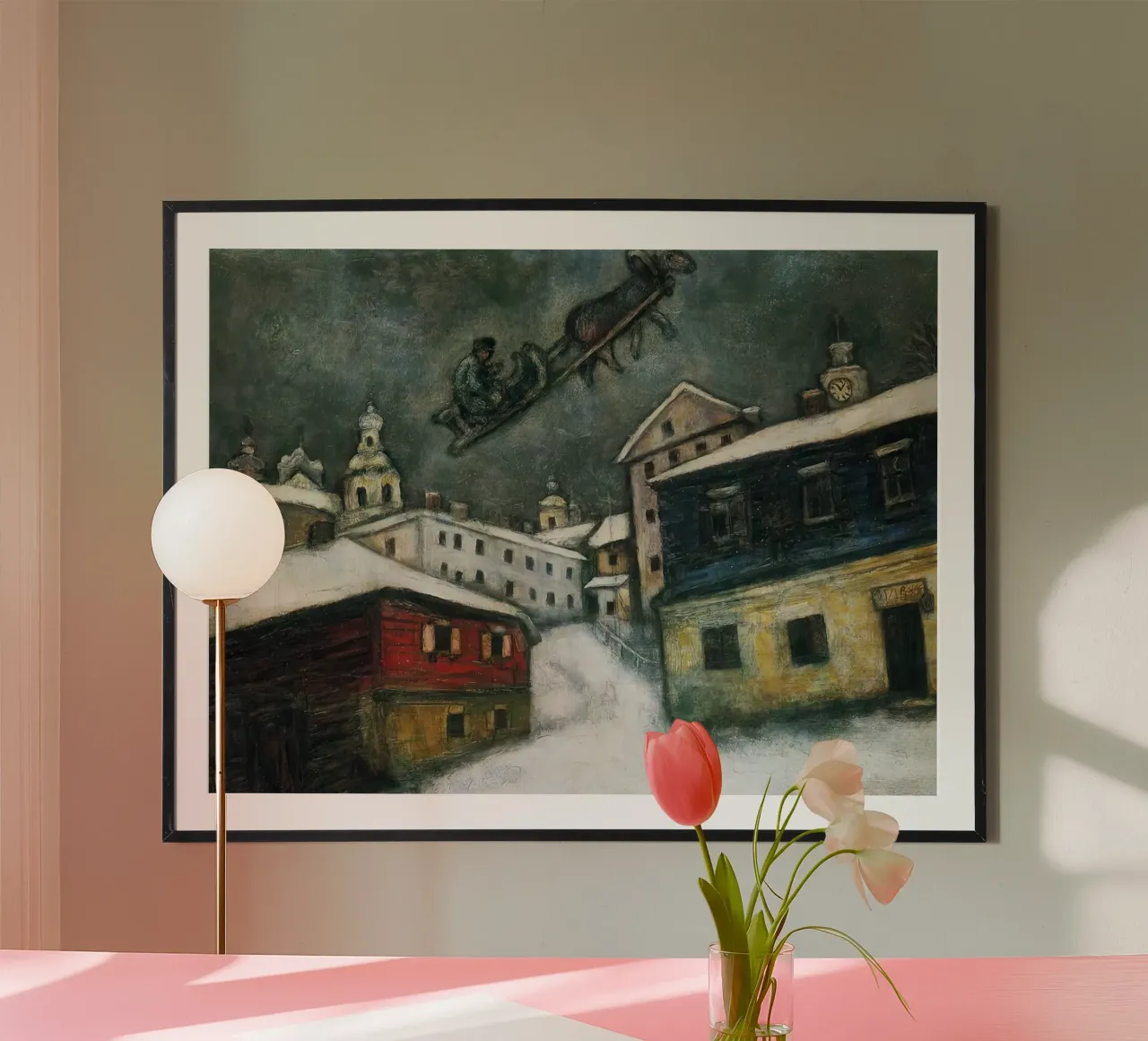 Villaggio russo marc Chagall poster con telaio in legno da MC Exhebition