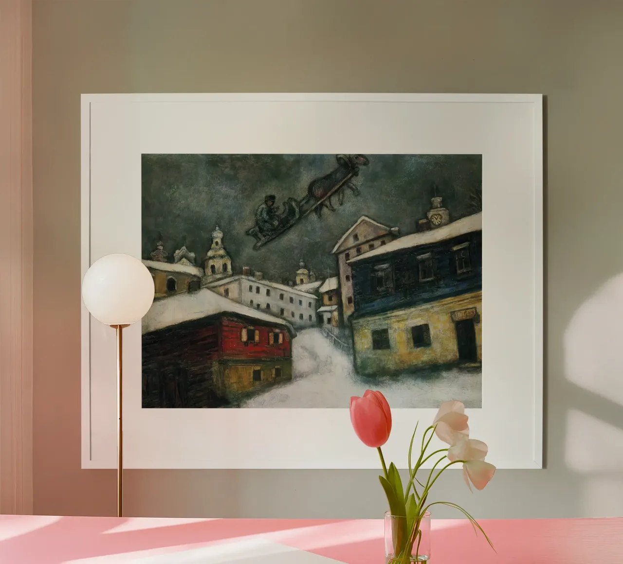 Villaggio russo marc Chagall poster con telaio in legno da MC Exhebition