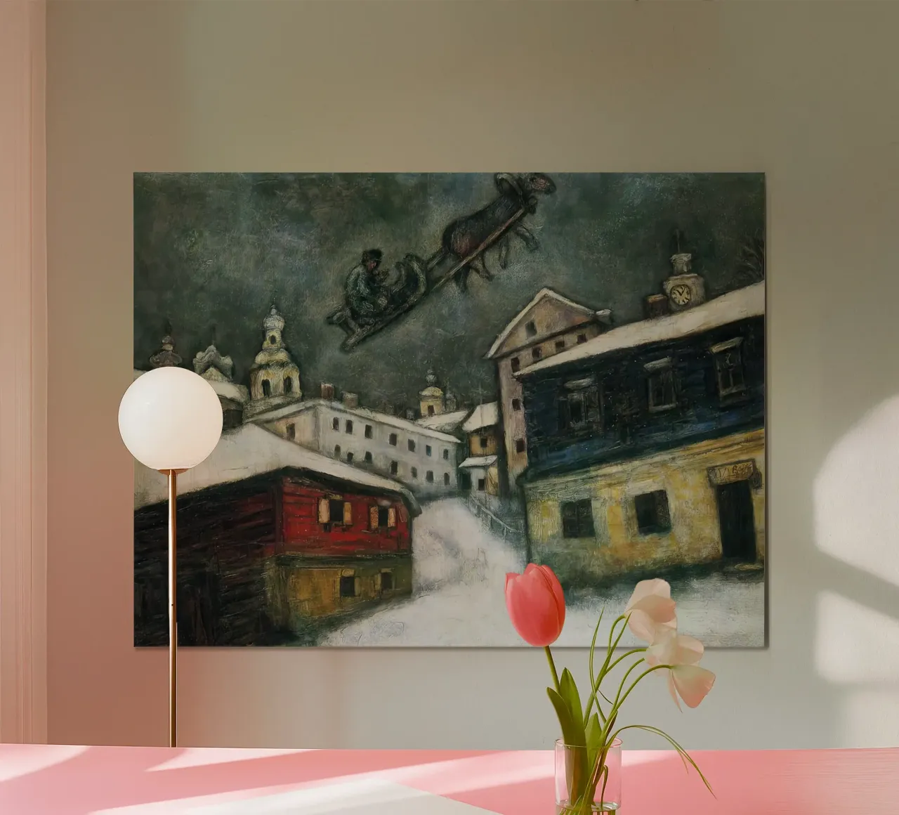 Villaggio russo marc Chagall poster con telaio in legno da MC Exhebition