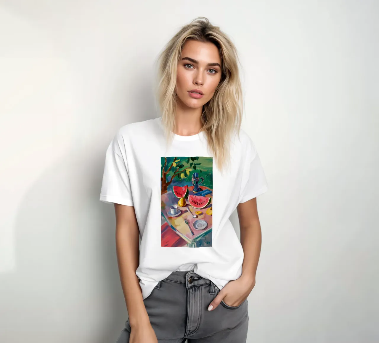 Pranzo al caffè all'anguria t-shirt da Radiance Landscape