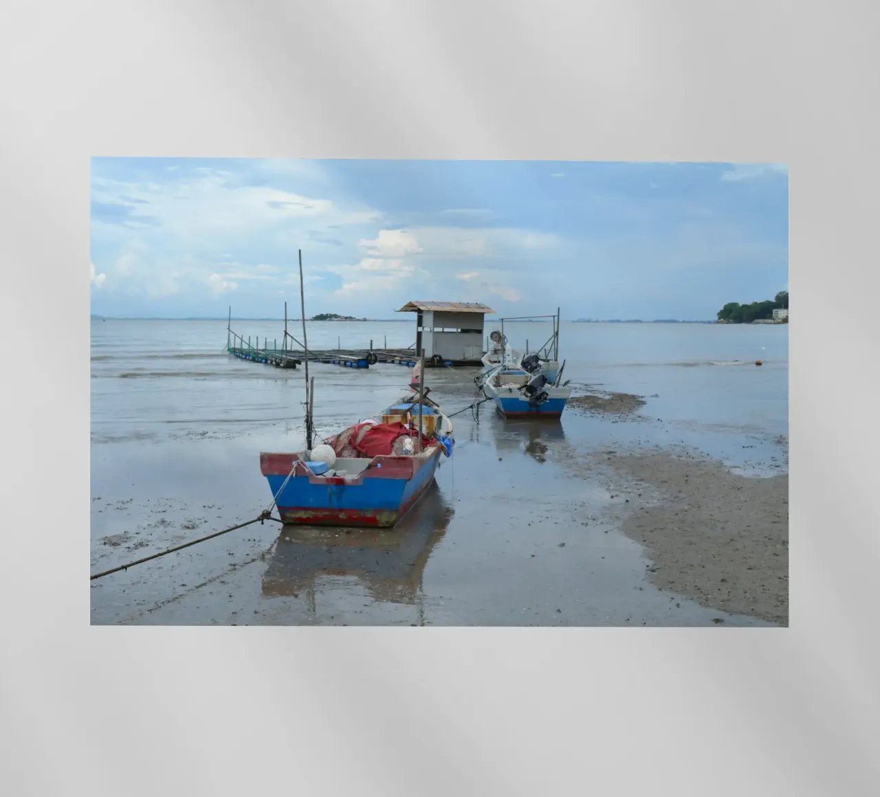 Two fishing boats near the Floating Mosque in Penang backlit film by byrieneke