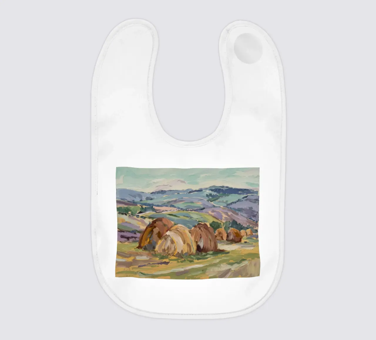 Haystacks' Sunny Repose baby bib by Radiance Landscape