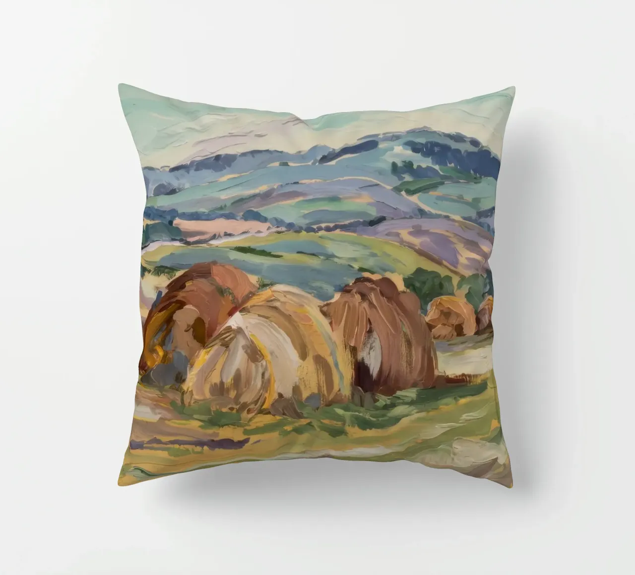 Haystacks' Sunny Repose decorative cushion by Radiance Landscape